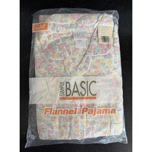 Vtg 90s Walmart Simply Basic Flannel Pajamas Floral USA NWT Medium Cottagecore